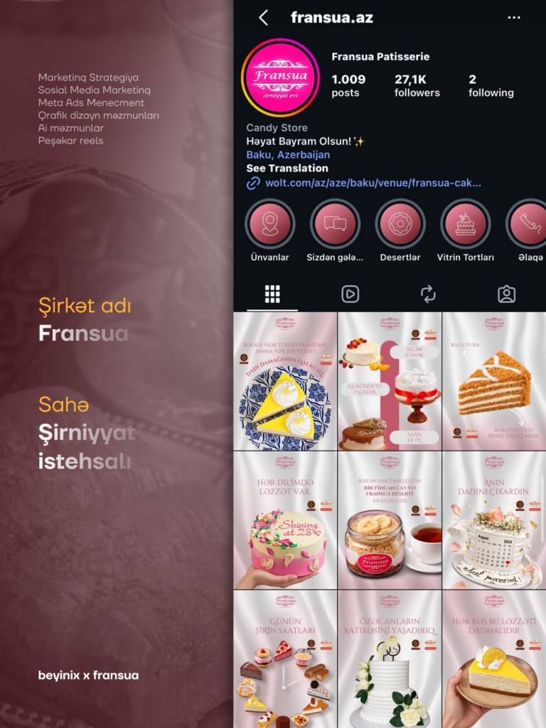 Fransua — Instagram səhifəsinin Beyinix tərəfindən hazırlanmış dizaynı