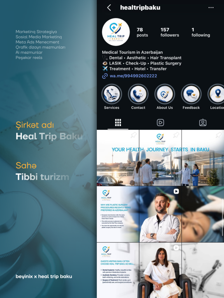 Heal Trip Baku — Instagram səhifəsinin Beyinix tərəfindən hazırlanmış dizaynı