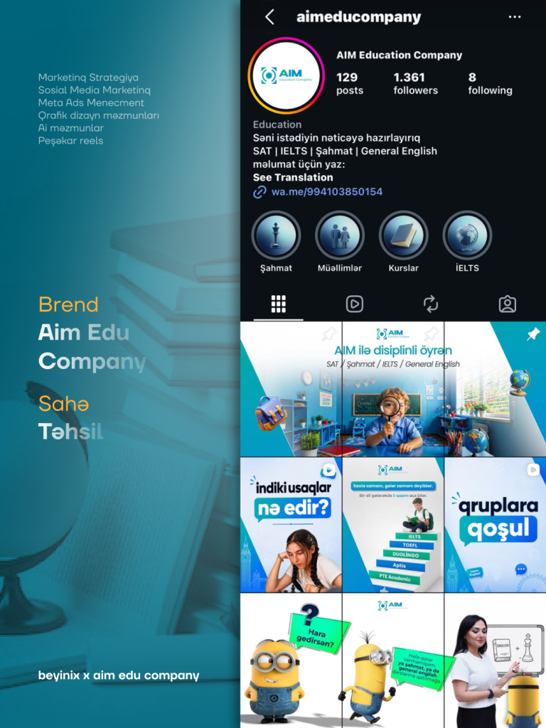 AIM Edu — Instagram səhifəsinin Beyinix tərəfindən hazırlanmış dizaynı