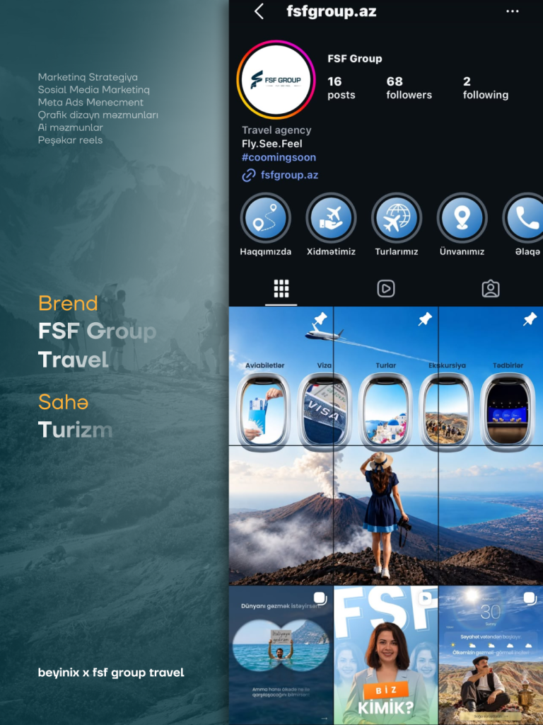 FSF Group — Instagram səhifəsinin Beyinix tərəfindən hazırlanmış dizaynı
